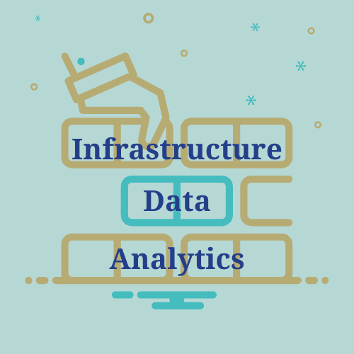 Hand laying outlined bricks of infrastructure, data, and analytics